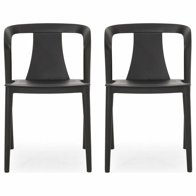 Budget ✨ GDFStudio Xanth Outdoor Stacking Dining Chair, Set Of 2, Black 🎁