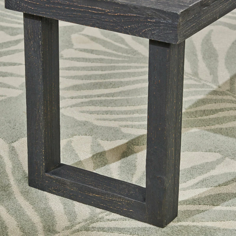 New 🧨 GDFStudio GDF Studio Kemp Outdoor Acacia Wood Bench, Sandblast Dark Gray 🤩 - Image 5