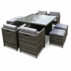 Best Sale 🔥 MangoHome Outdoor Patio Wicker Furniture All Weather, Dining Table And Chair, 9-Piece Set 🛒