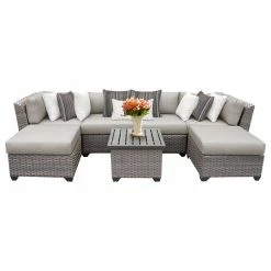 Deals ✔️ TKClassics Florence 7-Piece Outdoor Wicker Patio Furniture Set, Ash 👏