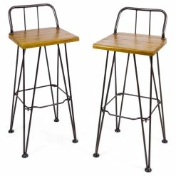 Best deal 😉 GDFStudio GDF Studio Leonardo Outdoor Teak Finish Acacia Wood Barstools With Iron Frame, S 😍