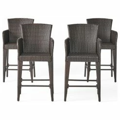 Deals ๐ฅ GDFStudio GDF Studio Bheleso Outdoor Multi-Brown Wicker Bar Stools, Set Of 4 ๐