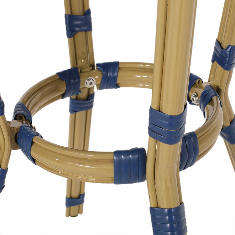 Coupon ❤️ GDFStudio Deshler Outdoor Aluminum French Bistro Set, Navy Blue, White, And Bamboo Finish 🧨 - Image 9