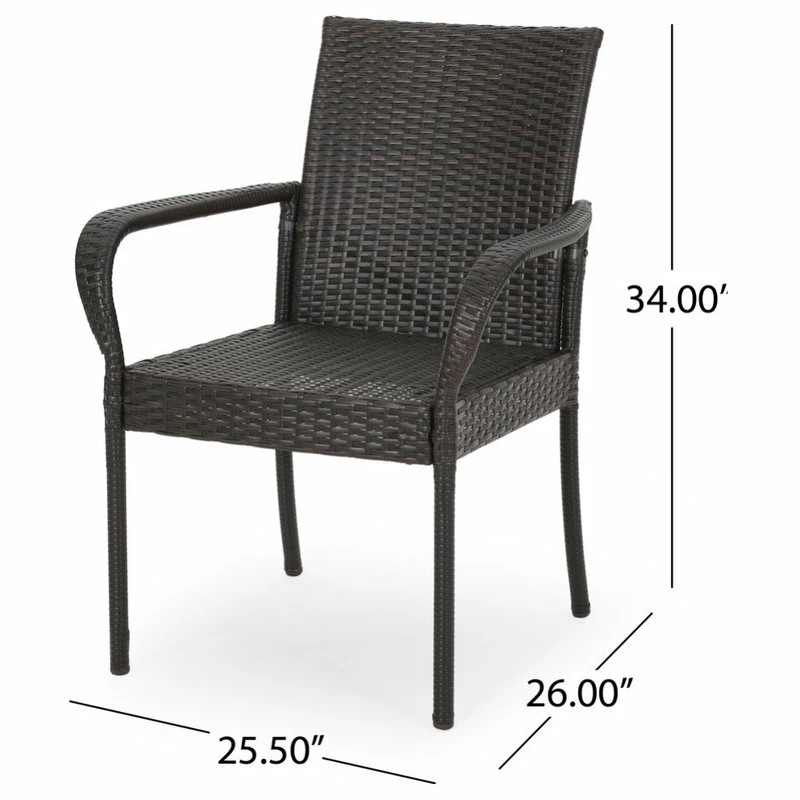 Best reviews of 👍 GDFStudio Johnston Outdoor Contemporary Wicker Dining Chair, Set Of 2, Gray, Multi-Brown 🎁 - Image 10