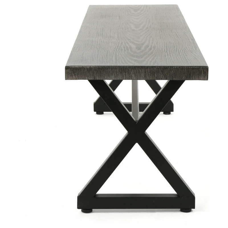Wholesale 🛒 GDFStudio GDF Studio Rosarito Outdoor Aluminum Dining Bench With Black Steel Frame, Gray 😉 - Image 8