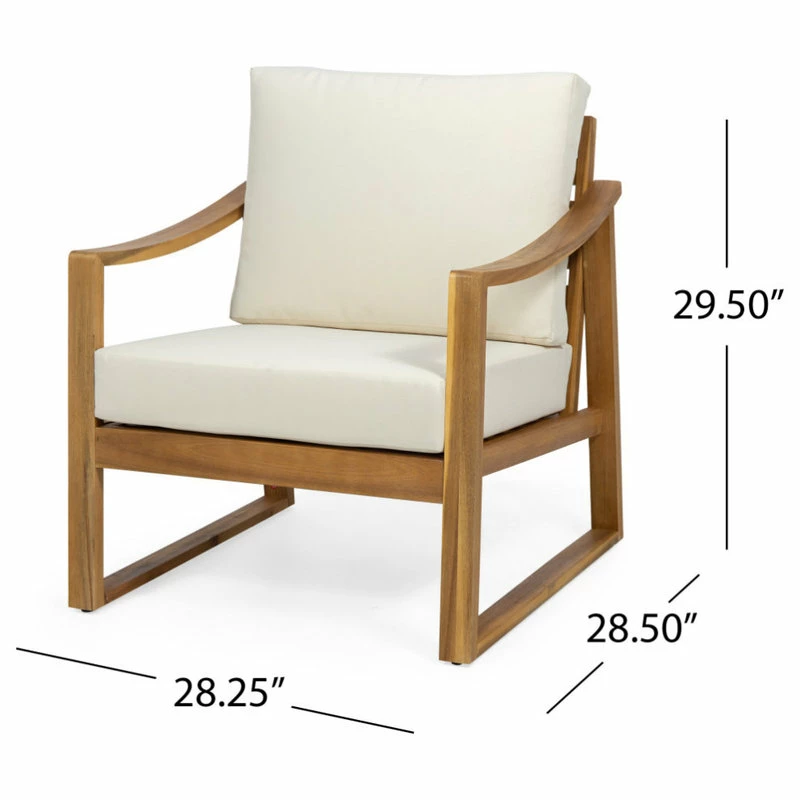 Brand new 🌟 GDFStudio Jad Outdoor Acacia Club Chairs With Water Resistant Cushions, Set Of 2, Teak Fin 🔔 - Image 11