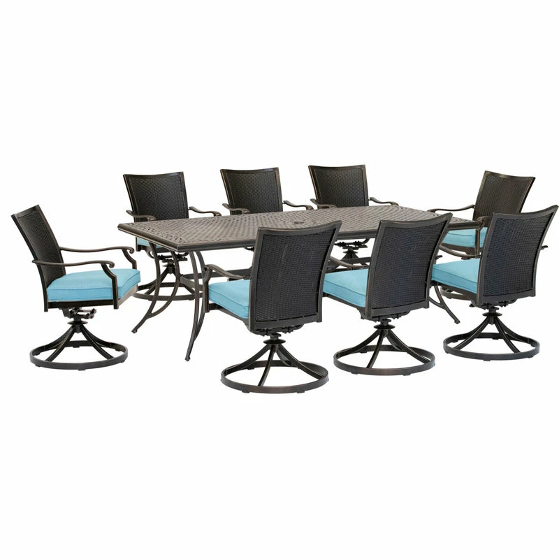 Promo โจ Hanover Traditions 9-Piece Dining Set, Cast-Top Table, Blue/Bronze โ๏ธ