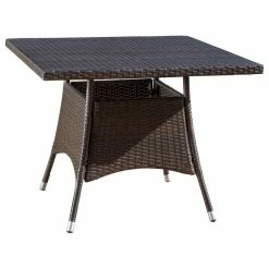 Best deal 🛒 GDFStudio GDF Studio Kanasca Outdoor Multi Brown Polyethylene Square Dining Table 😉