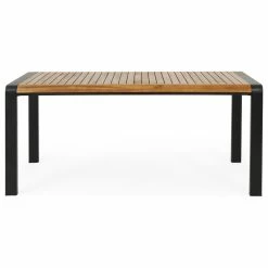 Budget 🌟 GDFStudio Roseland Outdoor Acacia Wood Dining Table, Teak/Black 😀