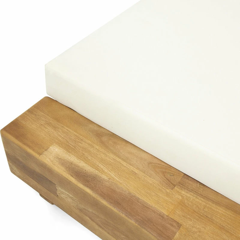 New โ๏ธ GDFStudio Setlla Acacia Wood Chaise Lounge And Cushion Set, Set Of 4, Cream ๐ - Image 3