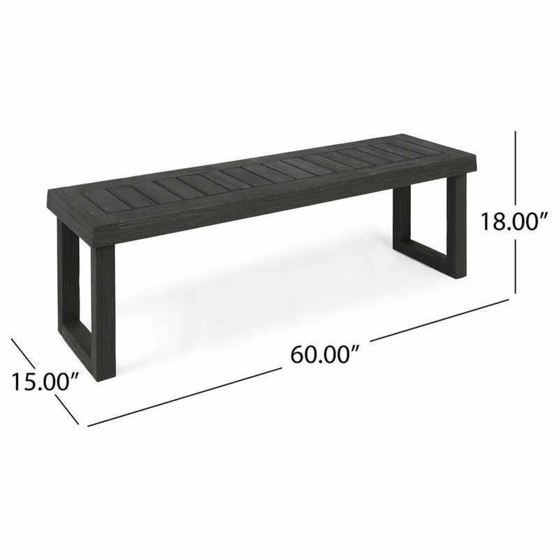 New 🧨 GDFStudio GDF Studio Kemp Outdoor Acacia Wood Bench, Sandblast Dark Gray 🤩 - Image 3