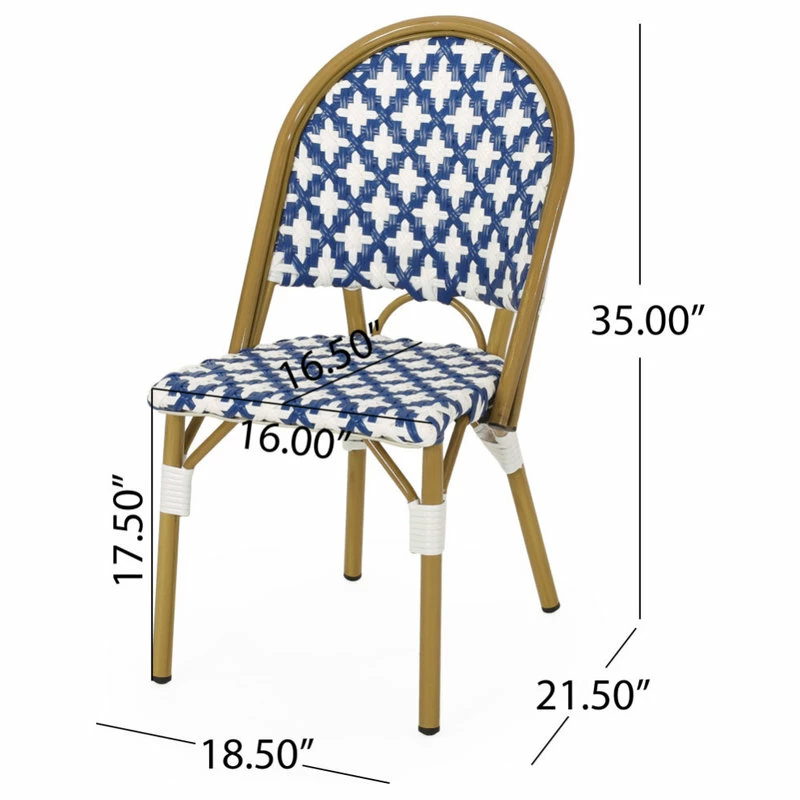 Best reviews of 🤩 GDFStudio Bronson Outdoor French Bistro Chair, Set Of 2, Blue/White/Bamboo Print Finish 🔥 - Image 11