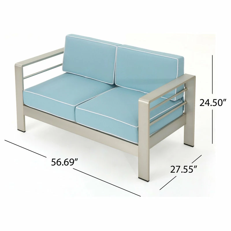 Deals ๐ GDFStudio GDF Studio 4-Piece Crested Bay Outdoor Silver Aluminum Framed Chat Set ๐ - Image 5