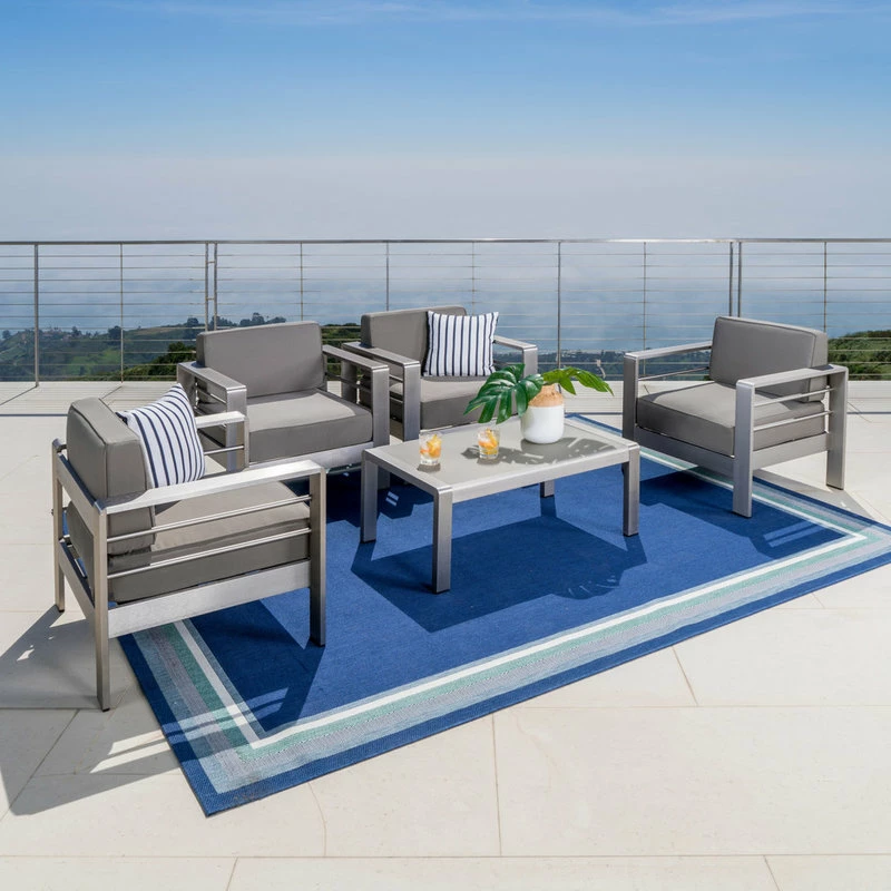 Wholesale 🛒 GDFStudio GDF Studio 5-Piece Coral Bay Outdoor Aluminum Chat Set With Cushions 🛒 - Image 2