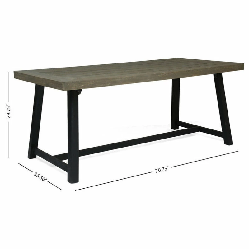 Buy ๐ GDFStudio GDF Studio Toby Outdoor Acacia Wood Dining Table, Sandlblast Gray /Black ๐ฅ - Image 3