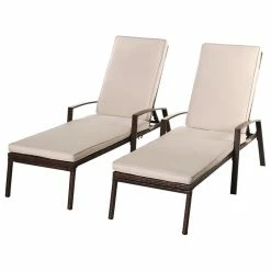Outlet 👏 Costway 2PCS Patio Rattan Lounge Chair Garden Furni Adjustable Back W/ Cushion 👏