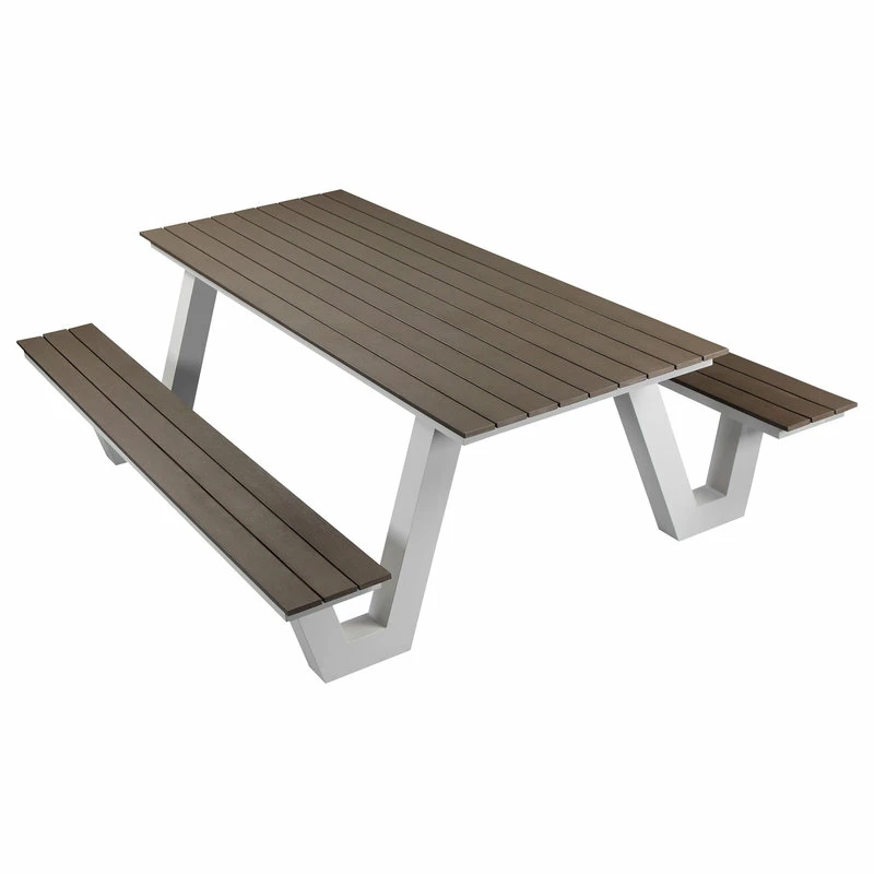 Best Sale 🔔 Pangea Home Lukas Outdoor Picnic Table, White Frame With Gray Top ✨