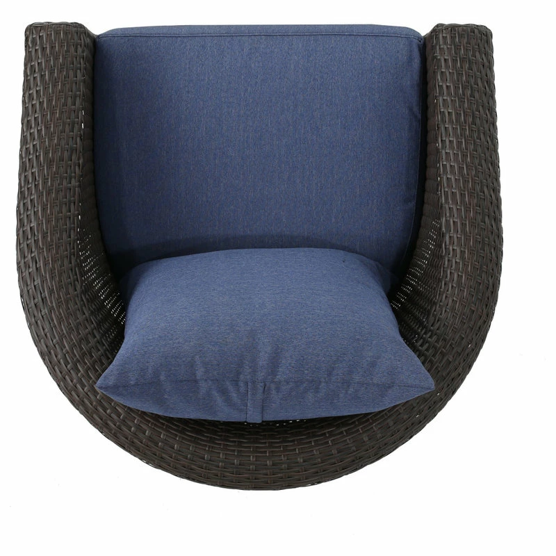 Best Pirce ๐งจ GDFStudio GDF Studio Dillard Outdoor Mix Brown Wicker Swivel Club Chair, Navy Blue, Set Of โ - Image 10