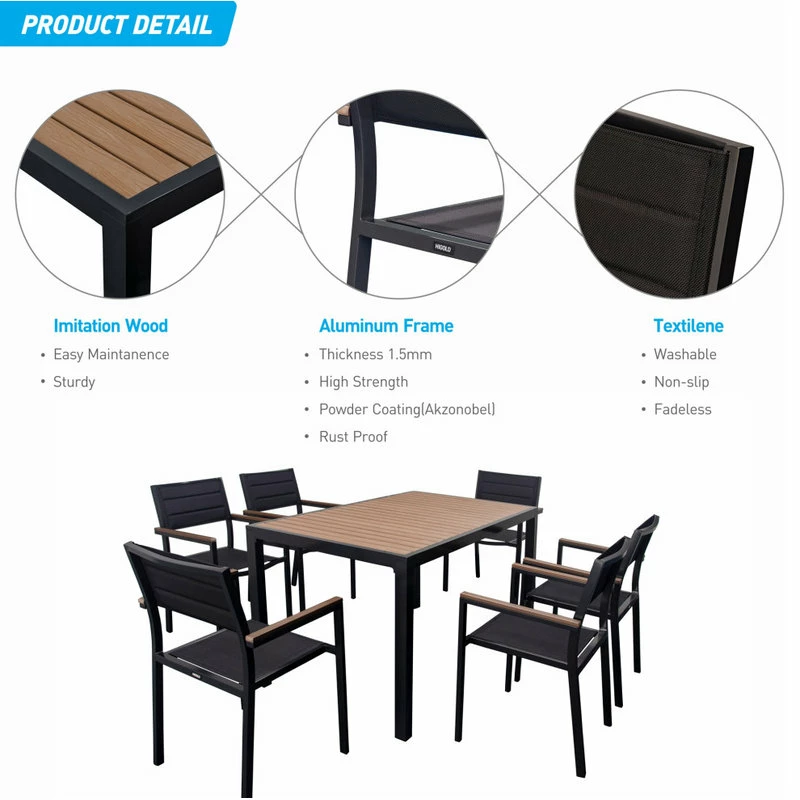 Flash Sale 😍 HIGOLD 6478 Auto 7 Piece Black Aluminum Outdoor Dining Set 😍 - Image 3