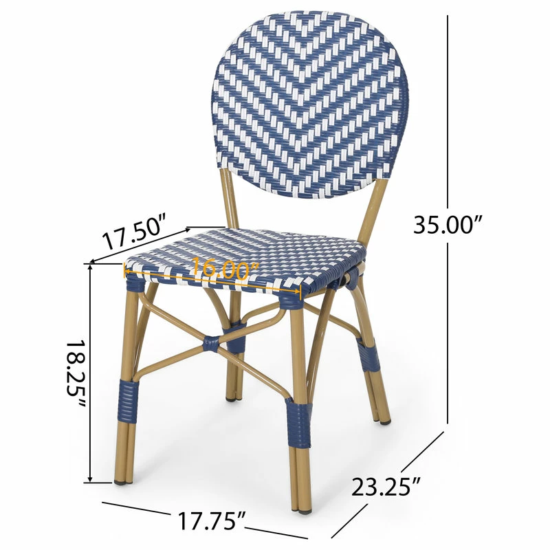 Coupon ❤️ GDFStudio Deshler Outdoor Aluminum French Bistro Set, Navy Blue, White, And Bamboo Finish 🧨 - Image 6