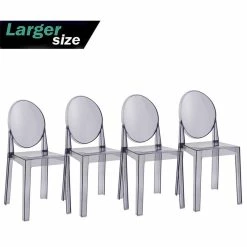Wholesale 🎉 Homedotdot Large Modern Ghost Style Plastic Side Chairs, Smoke, Set Of 4 🧨