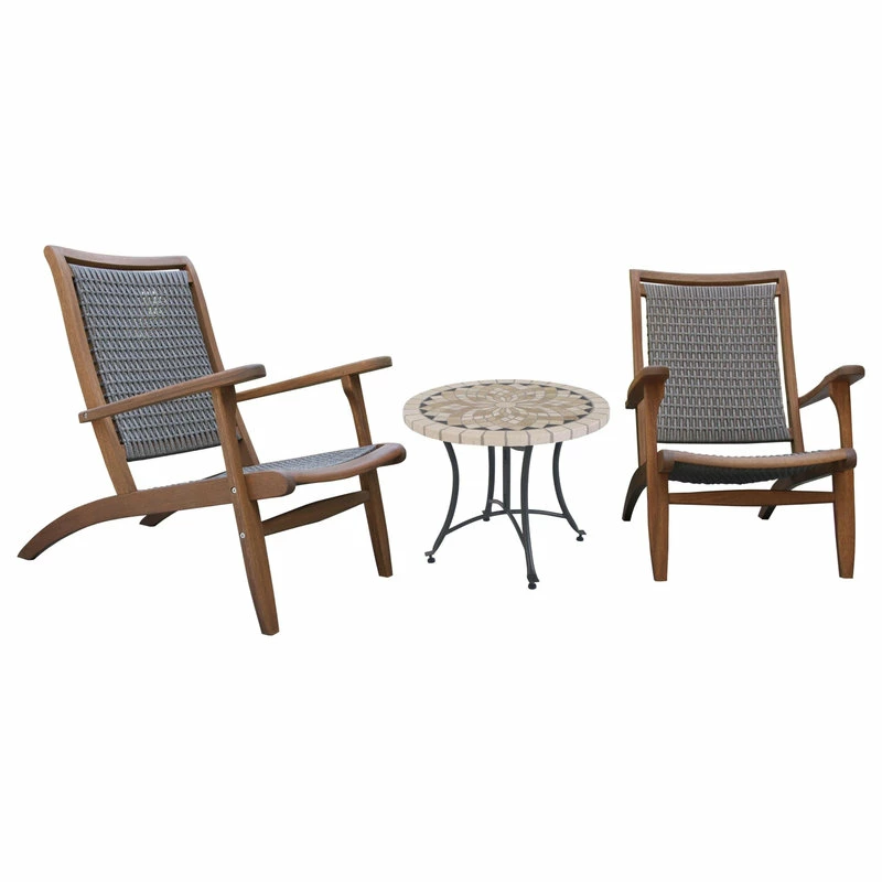 Budget โค๏ธ Outdoor Interiors 3-Piece Eucalyptus Lounge Set With Spanish Marble Accent Table ๐ฅฐ