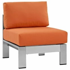 Best deal 😀 LexMod Shore Armless Sectional Outdoor Aluminum Chair, Silver Orange 👍