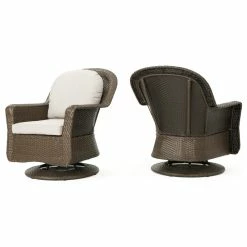 Hot Sale ๐ฅ GDFStudio GDF Studio Linsten Outdoor Wicker Swivel Club Chairs, Water Resistant Cushions ๐