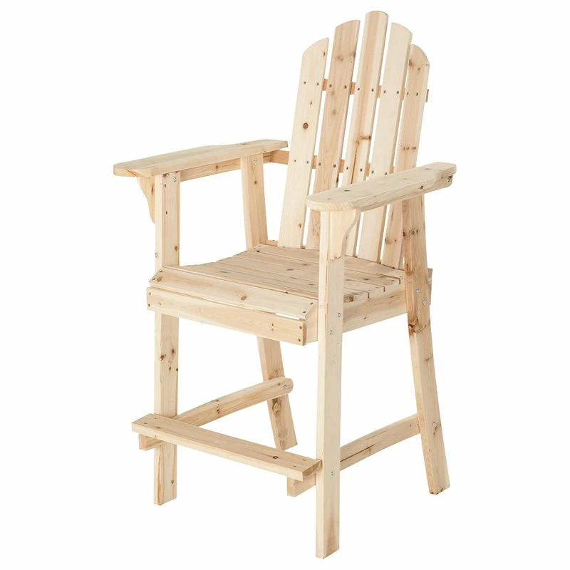 Discount 🥰 Home Garden Collections Balcony Tall, Counter High Adirondack Chair With Footrest, Natural Wood 💯 - Image 4