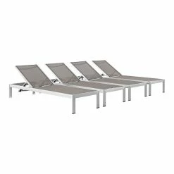 New ⌛ Modway Shore Set Of 4 Outdoor Patio Aluminum Chaises 😍