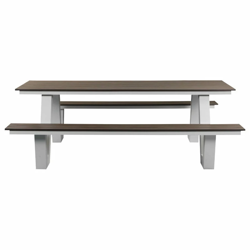 Best Sale 🔔 Pangea Home Lukas Outdoor Picnic Table, White Frame With Gray Top ✨ - Image 4