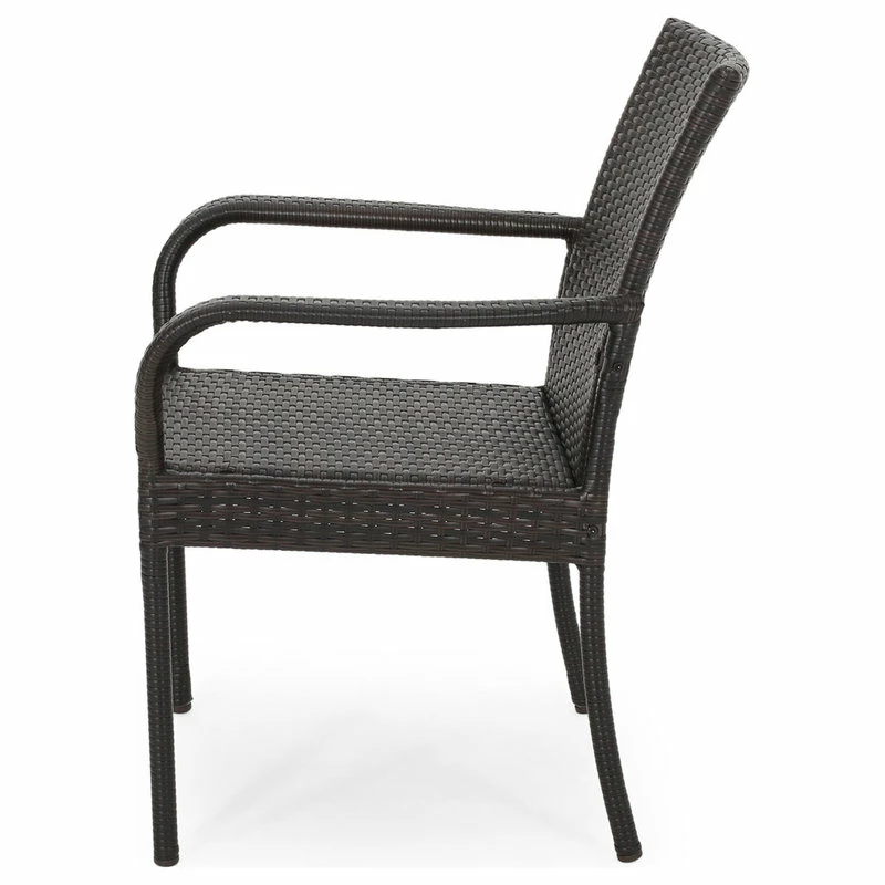 Best reviews of 👍 GDFStudio Johnston Outdoor Contemporary Wicker Dining Chair, Set Of 2, Gray, Multi-Brown 🎁 - Image 4