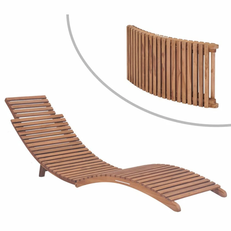 Discount ⌛ Vida XL LLC VidaXL Folding Sun Lounger Solid Teak Wood 😍 - Image 2