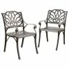 Budget 🥰 GDFStudio GDF Studio Fonzo Outdoor Bronze Cast Aluminum Dining Chairs, Set Of 2 🔔
