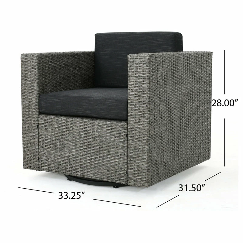 Budget 👏 GDFStudio GDF Studio Venice Outdoor Wicker Swivel Club Chair, Mix Black/Dark Gray, Single 🥰 - Image 4