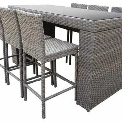 Top 10 ✔️ TKClassics TK Classics Oasis 7 Piece Glass Top Patio Pub Set In Gray Stone ⭐