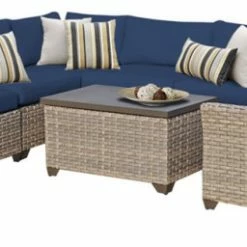 Coupon 🤩 TKClassics TK Classics Monterey 7 Pc Traditional Outdoor Wicker Sectional Sofa Set In Navy 😉