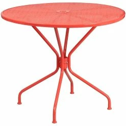 Hot Sale ✔️ Flash Furniture 35.25" Steel Patio Table, Coral 💯