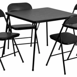 Wholesale ❤️ Flash Furniture 5 Piece Black Folding Card Table And Chair Set 🧨
