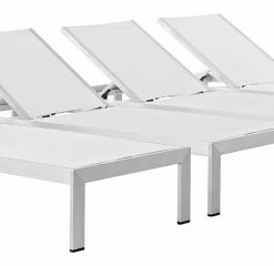 Cheap ❤️ Modway Shore Set Of 4 Outdoor Patio Aluminum Chaise EEI-2473-SLV-WHI-SET 🎉